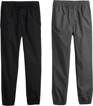 2-Pack Boy's Slim Fitting Cotton Stretch Classic Twill Joggers