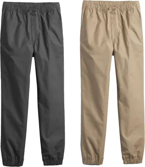 2-Pack Boy's Slim Fitting Cotton Stretch Classic Twill Joggers