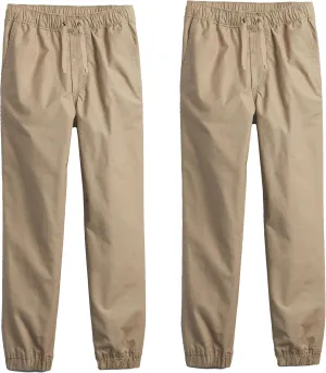 2-Pack Boy's Slim Fitting Cotton Stretch Classic Twill Joggers