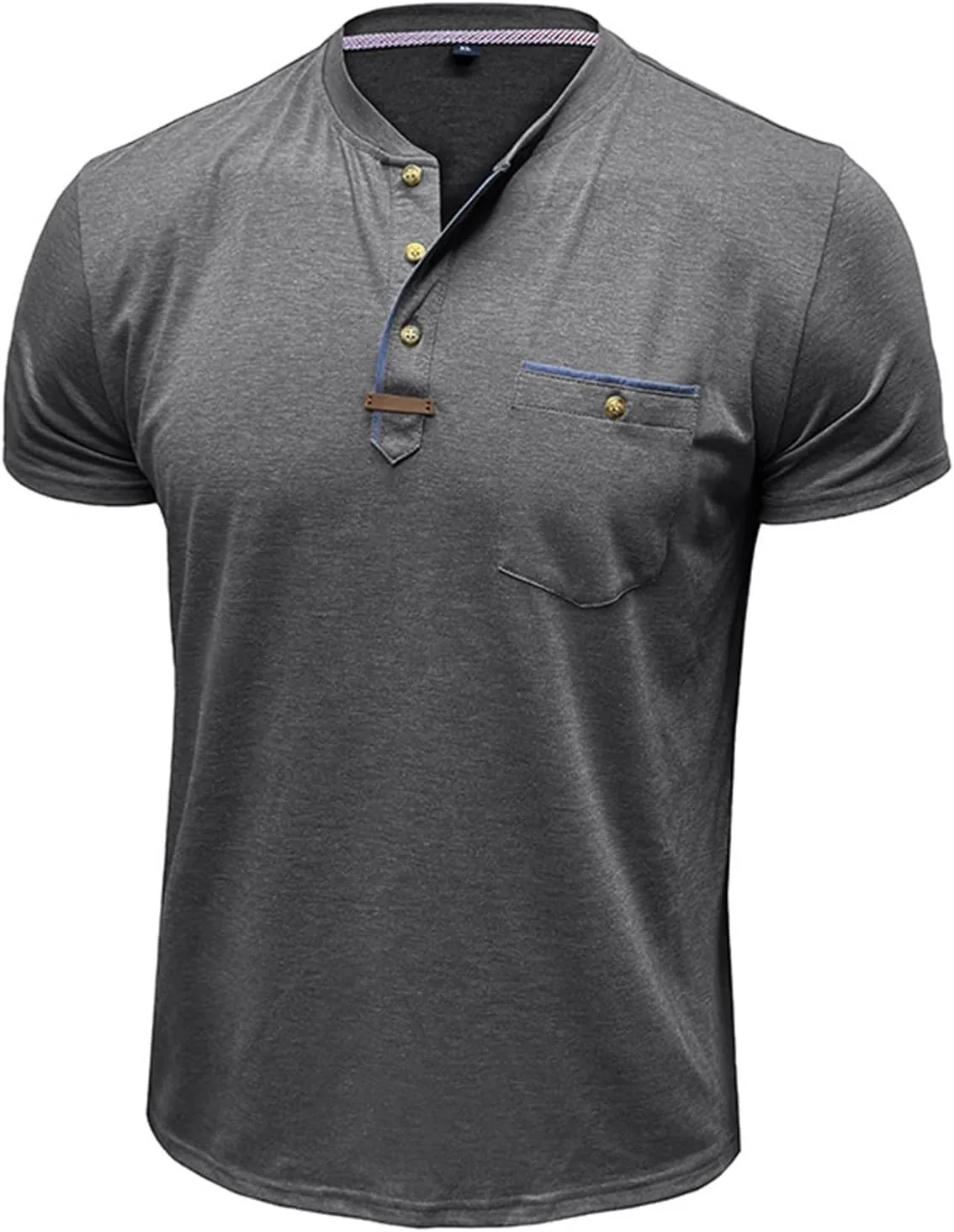 2025 Henley Shirts for Men Short Sleeve Casual T-Shirts Fashion Basic Summer Classic Lightweight Tee Tops with Pocket
