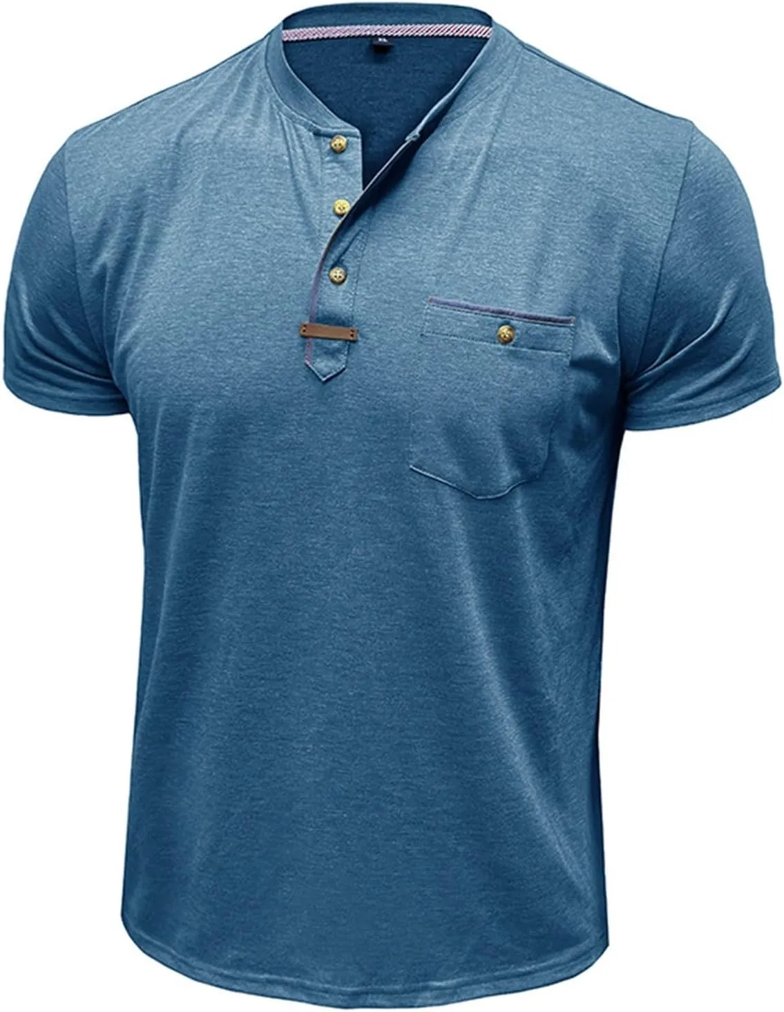 2025 Henley Shirts for Men Short Sleeve Casual T-Shirts Fashion Basic Summer Classic Lightweight Tee Tops with Pocket