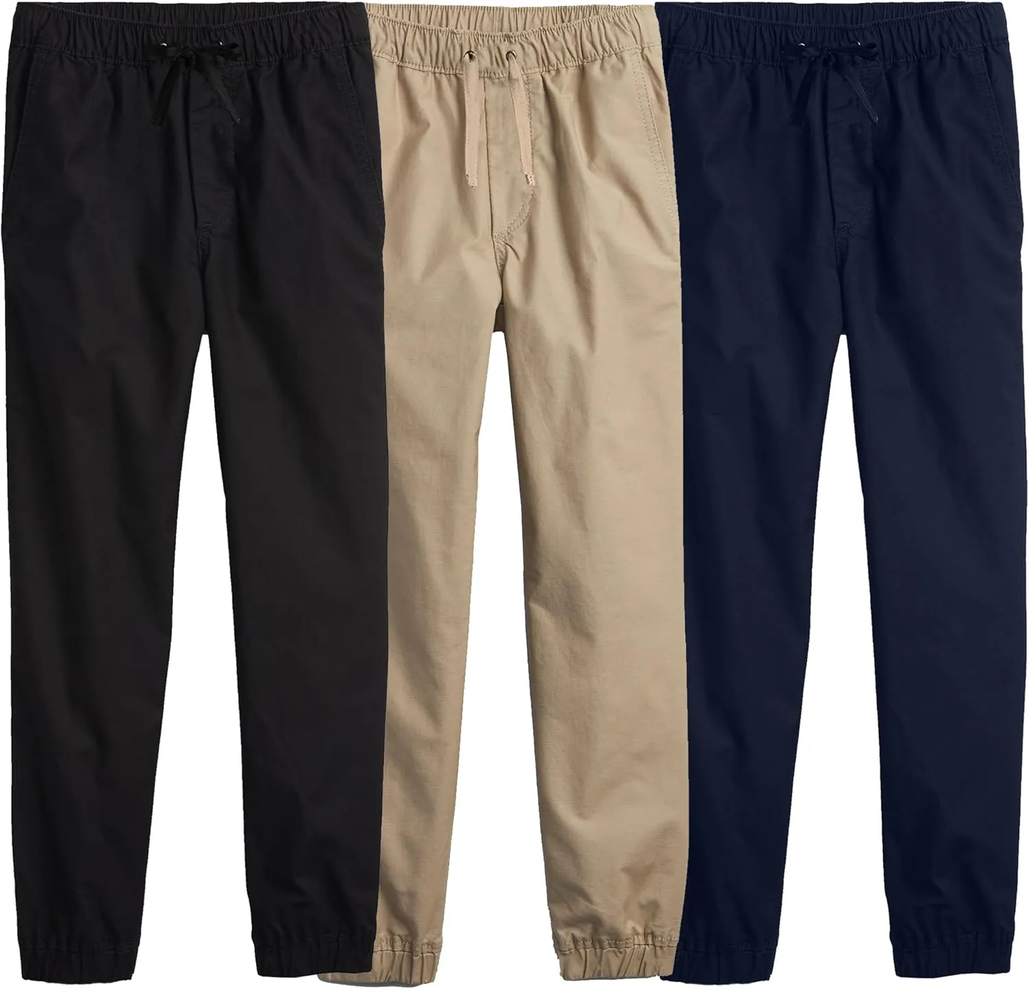 3-Pack Boy's Slim Fitting Cotton Stretch Classic Twill Joggers