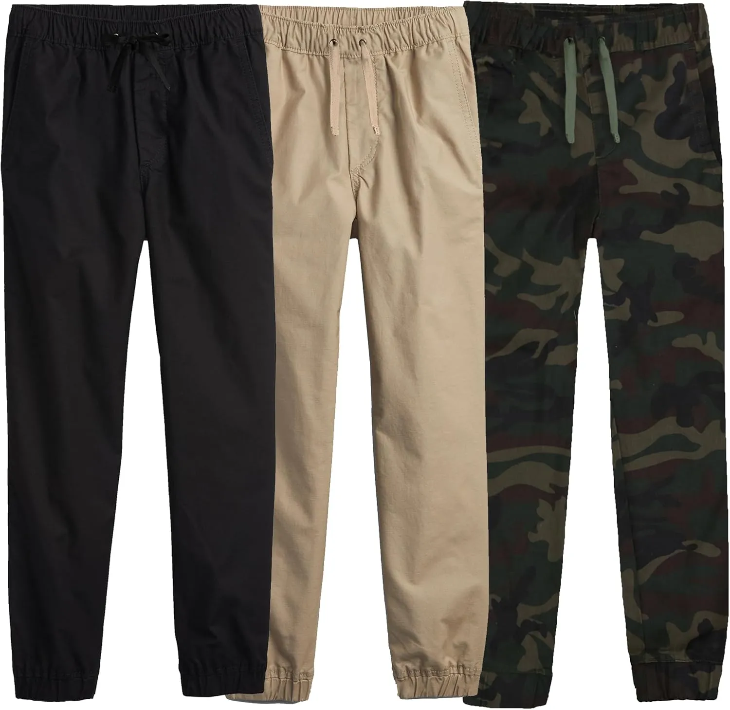 3-Pack Boy's Slim Fitting Cotton Stretch Classic Twill Joggers