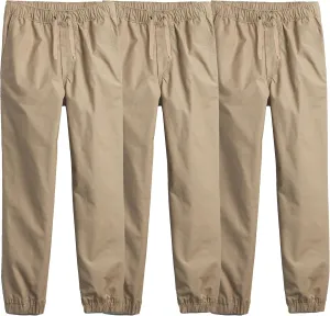 3-Pack Boy's Slim Fitting Cotton Stretch Classic Twill Joggers