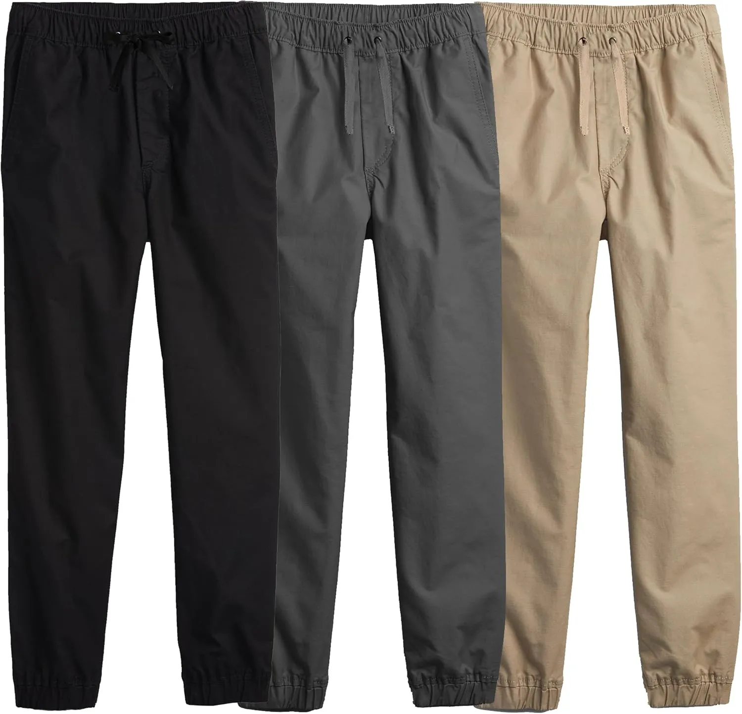 3-Pack Boy's Slim Fitting Cotton Stretch Classic Twill Joggers