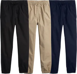 3-Pack Boy's Slim Fitting Cotton Stretch Classic Twill Joggers