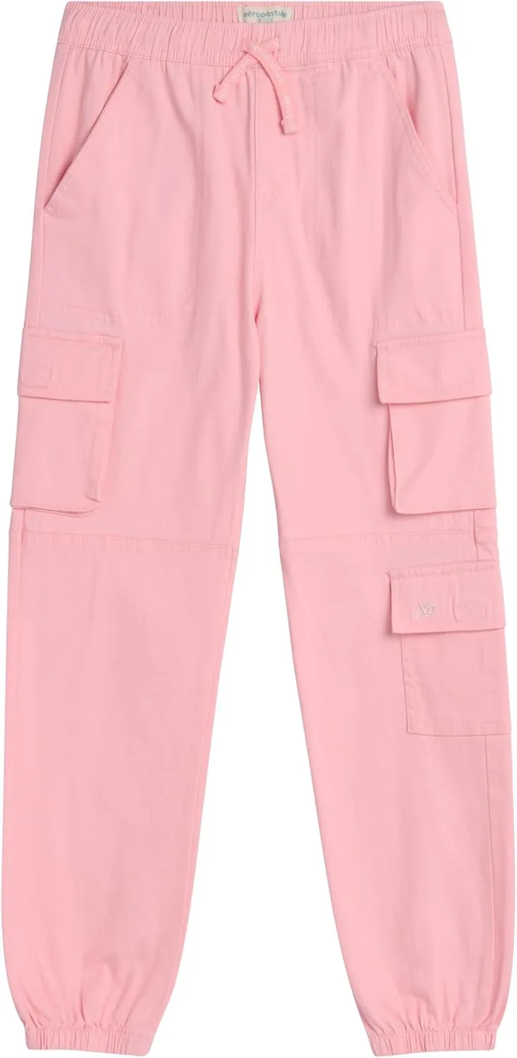 AEROPOSTALE Girls Cargo Pants - Casual Twill Joggers Baggy Sweatpants for Girls with Elastic Drawstring Waist (Sizes: 7-16)