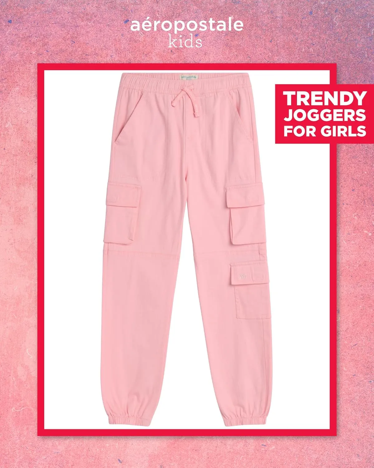 AEROPOSTALE Girls Cargo Pants - Casual Twill Joggers Baggy Sweatpants for Girls with Elastic Drawstring Waist (Sizes: 7-16)