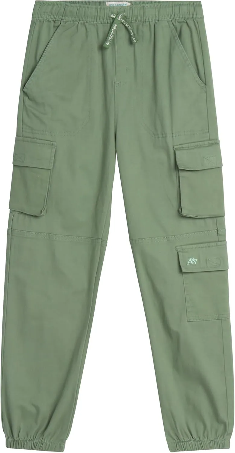 AEROPOSTALE Girls Cargo Pants - Casual Twill Joggers Baggy Sweatpants for Girls with Elastic Drawstring Waist (Sizes: 7-16)