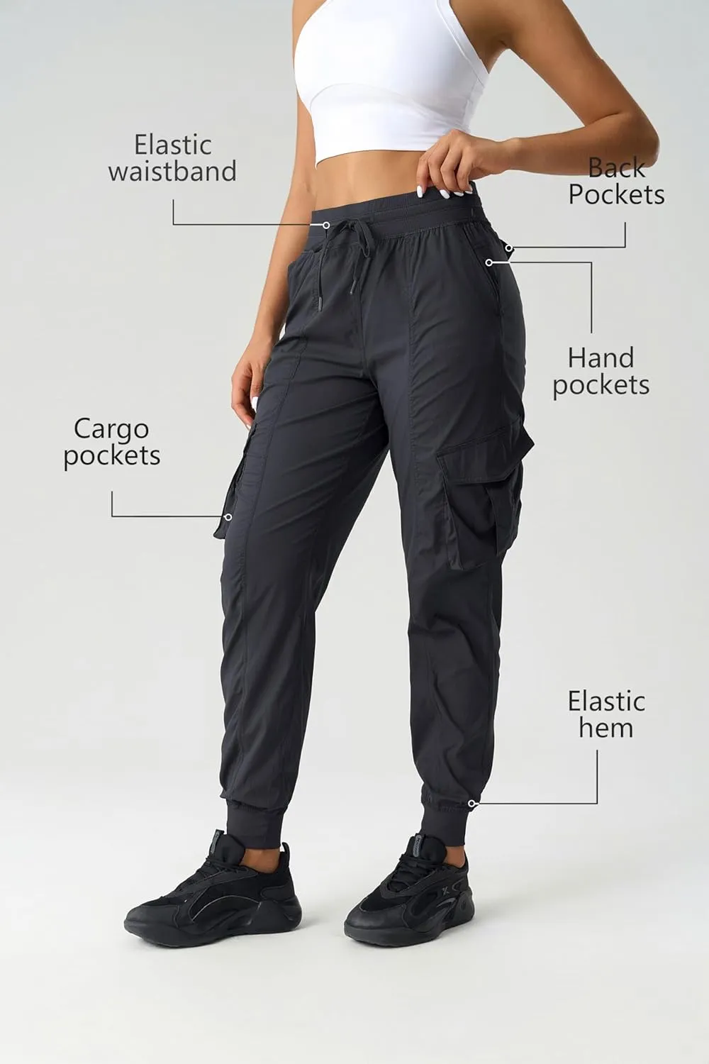 altiland Mid-Rise Cargo Pants for Women, Lightweight Breathable Outdoor Travel Hiking Pants Running Joggers