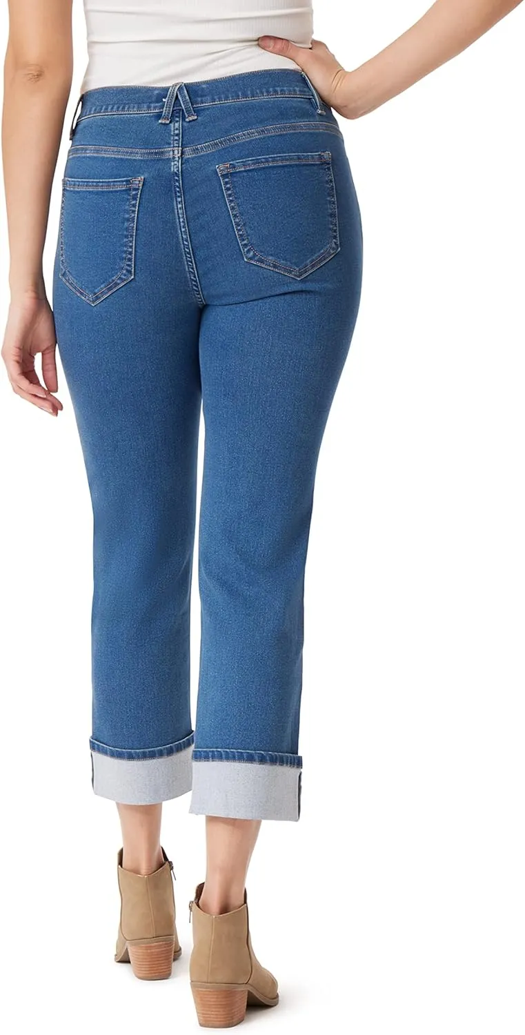 Angels Forever Young Women's Forever Deep Roll Cuff Ankle High-Rise Jeans