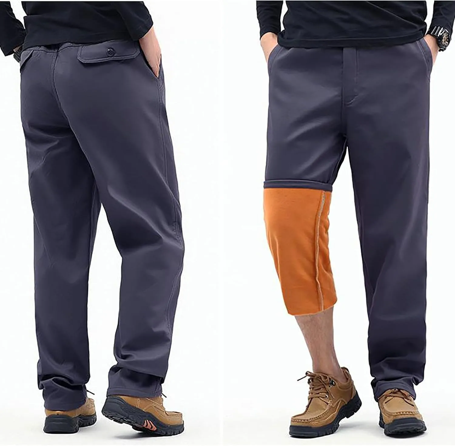 Athletic Workout Running Joggers Multi Pocket Sports Pants Winter Thermal Sweatpants Fleece Lined Mens Work Pants
