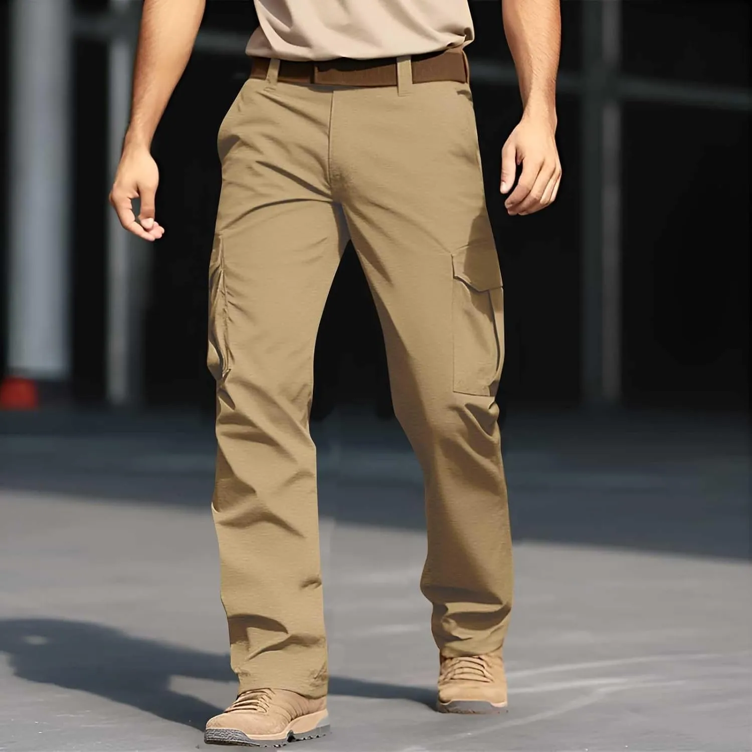 Athletic Workout Running Joggers Multi Pocket Sports Pants Winter Thermal Sweatpants Fleece Lined Mens Work Pants