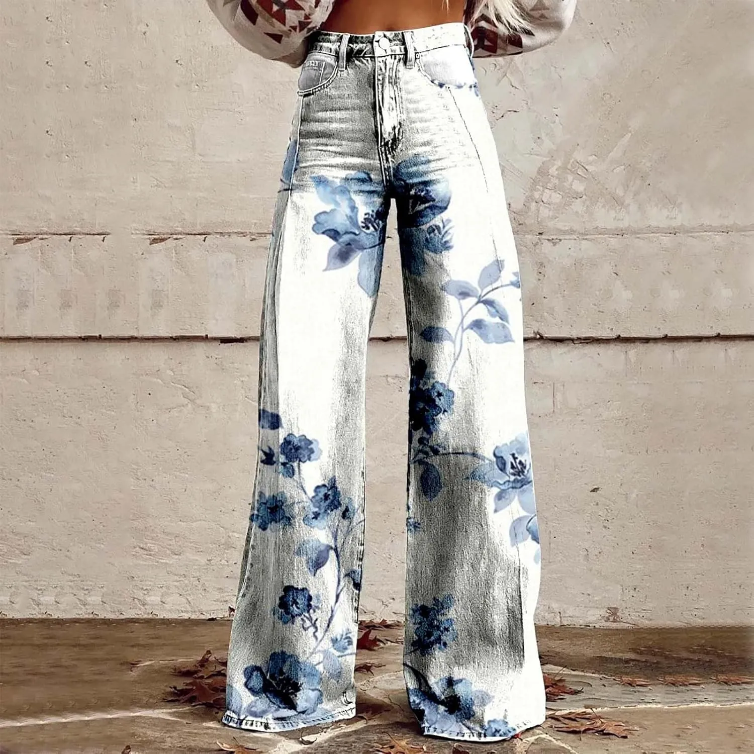 Baggy Jeans for Woman Wide Leg Jeans for Women Valentines 2025 Baggy Denim Pant Printed Jean Loose Casual Loose Pant
