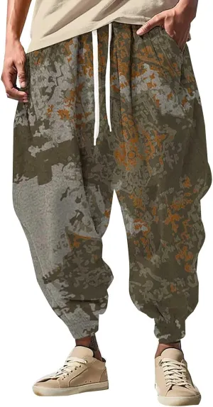 Baggy Wide Leg Pants Print Fashion Street Feel Casual Sweatpants Cargo Hippih Loose Fit Trousers Mens Harem Pants