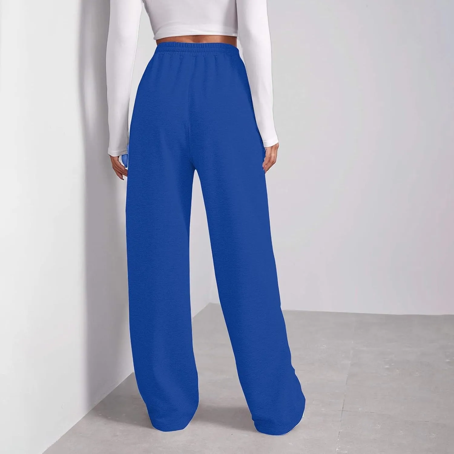 Baggy Wide Leg Sweatpants Women High Waisted Fleece Lined Joggers with Pockets Comfy Drawstring Casual Sweat Pants
