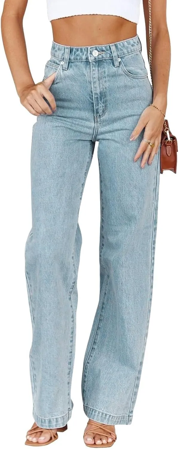 Barrel Jeans for Women Trendy High Waisted Baggy Straight Leg Bootcut Casual 2025 Ladies Stretch Denim Pants Girls