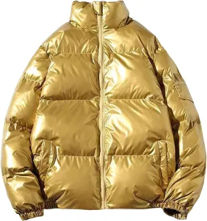 BIFUTON Winter Jackets for Men Lightweight Puffer Jacket Zip Up Quilted Jackets Stand Up Collar Solid Down Coat Outerwears