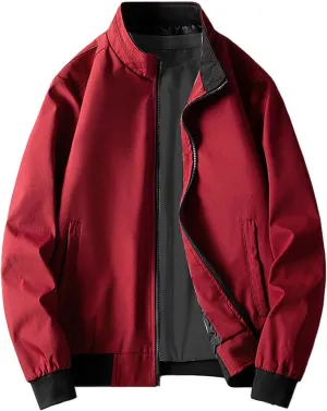 Bomber Jacket for Men Casual Solid Full Zip Military Jackets Fall Winter Lightweight Thermal Coats Outwear Plus Size