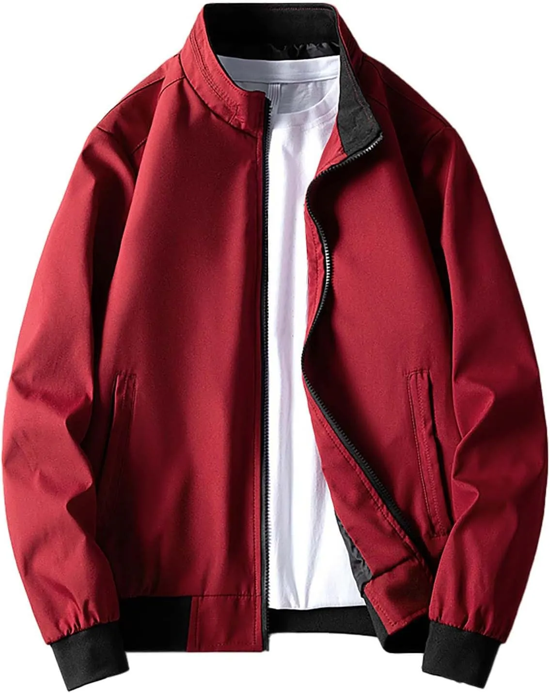 Bomber Jacket for Men Casual Solid Full Zip Military Jackets Fall Winter Lightweight Thermal Coats Outwear Plus Size