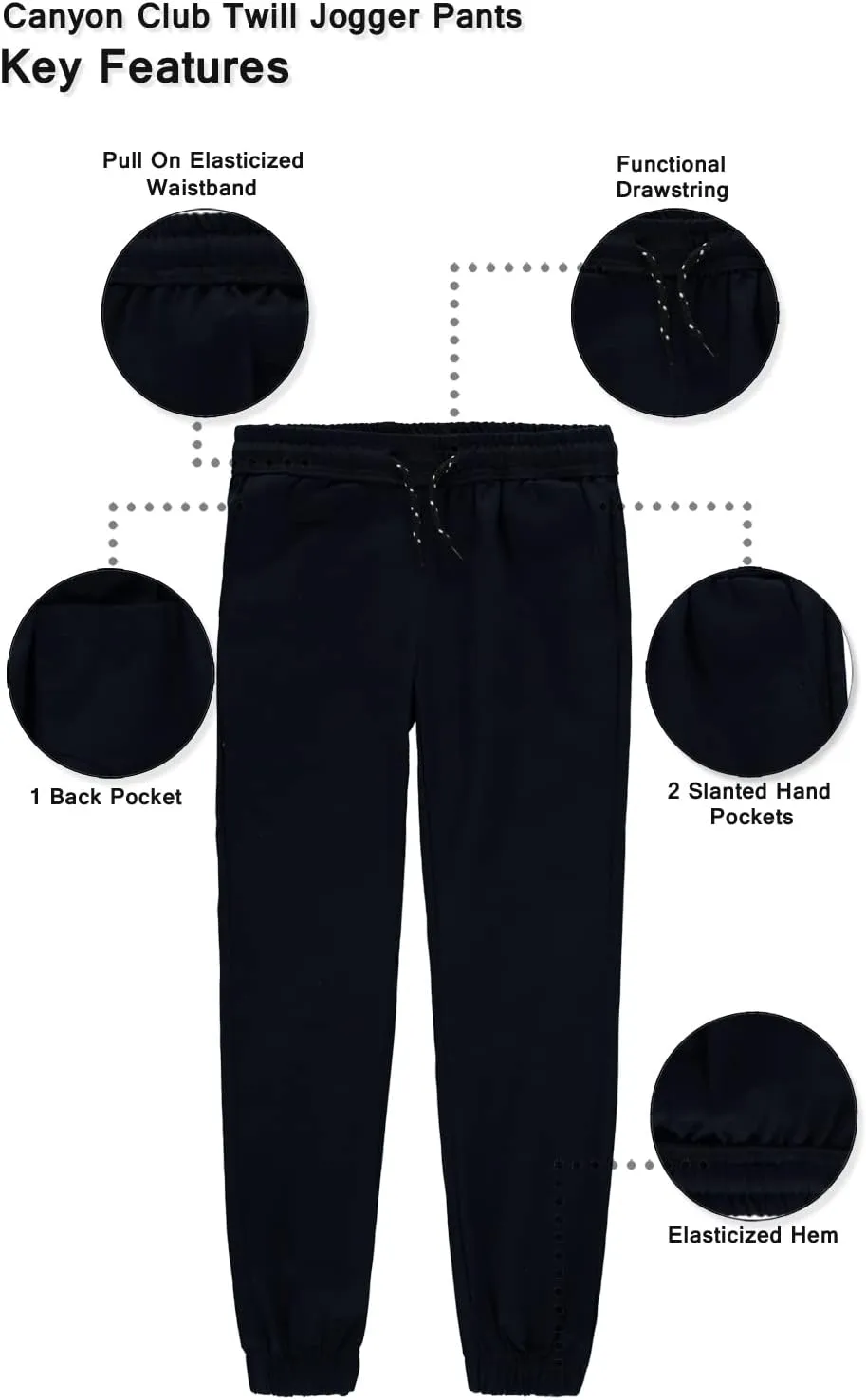 Boys 2-20 Pull-On Twill Joggers with Elastic Waistband and Drawstring
