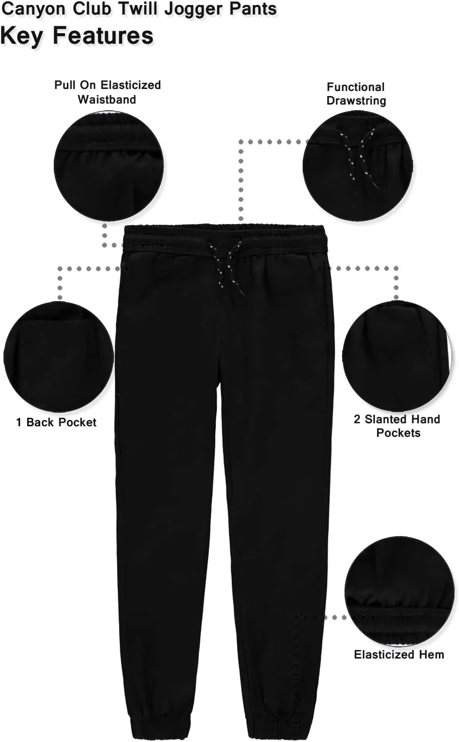 Boys 2-20 Pull-On Twill Joggers with Elastic Waistband and Drawstring
