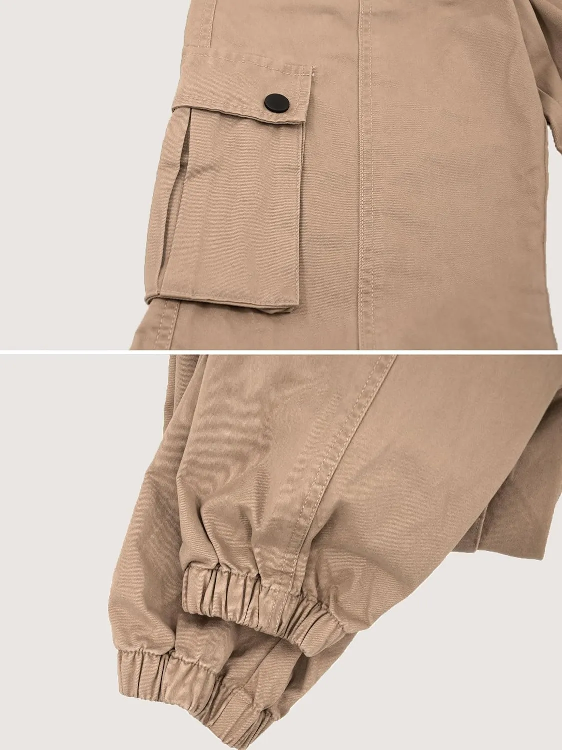 Boys Cargo Pants Elastic Waist Twill Joggers Pull on Casual Trousers for Kids