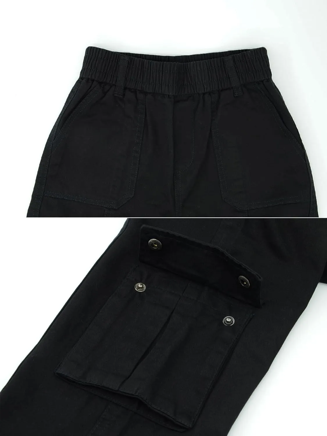 Boys Cargo Pants Elastic Waist Twill Joggers Pull on Casual Trousers for Kids
