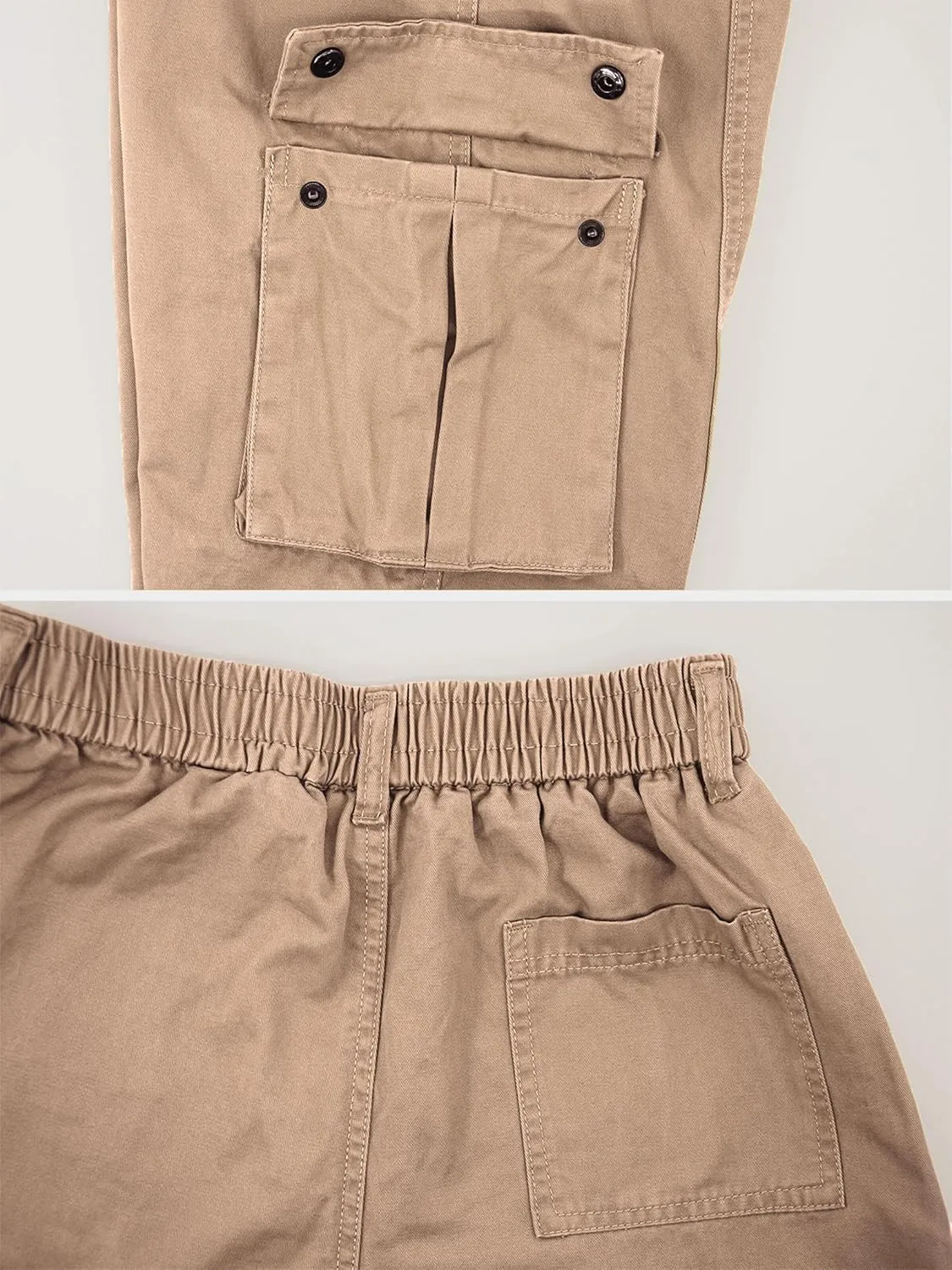 Boys Cargo Pants Elastic Waist Twill Joggers Pull on Casual Trousers for Kids
