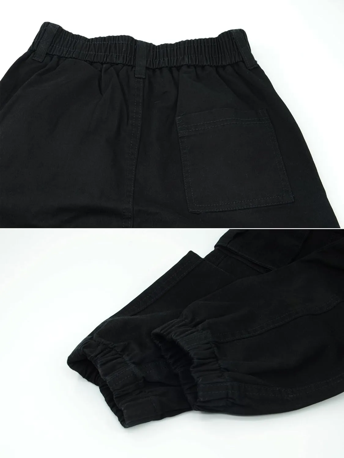 Boys Cargo Pants Elastic Waist Twill Joggers Pull on Casual Trousers for Kids
