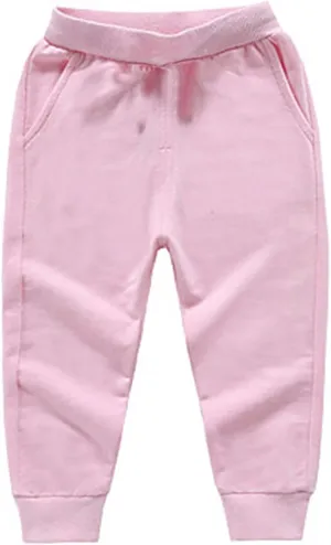 Boys Girls Sweatpants Solid Elastic Waist Pants Toddler Cotton Pull on Jogger Kids Baggy Sport Pants Baby Pants