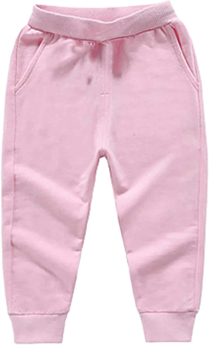 Boys Girls Sweatpants Solid Elastic Waist Pants Toddler Cotton Pull on Jogger Kids Baggy Sport Pants Baby Pants