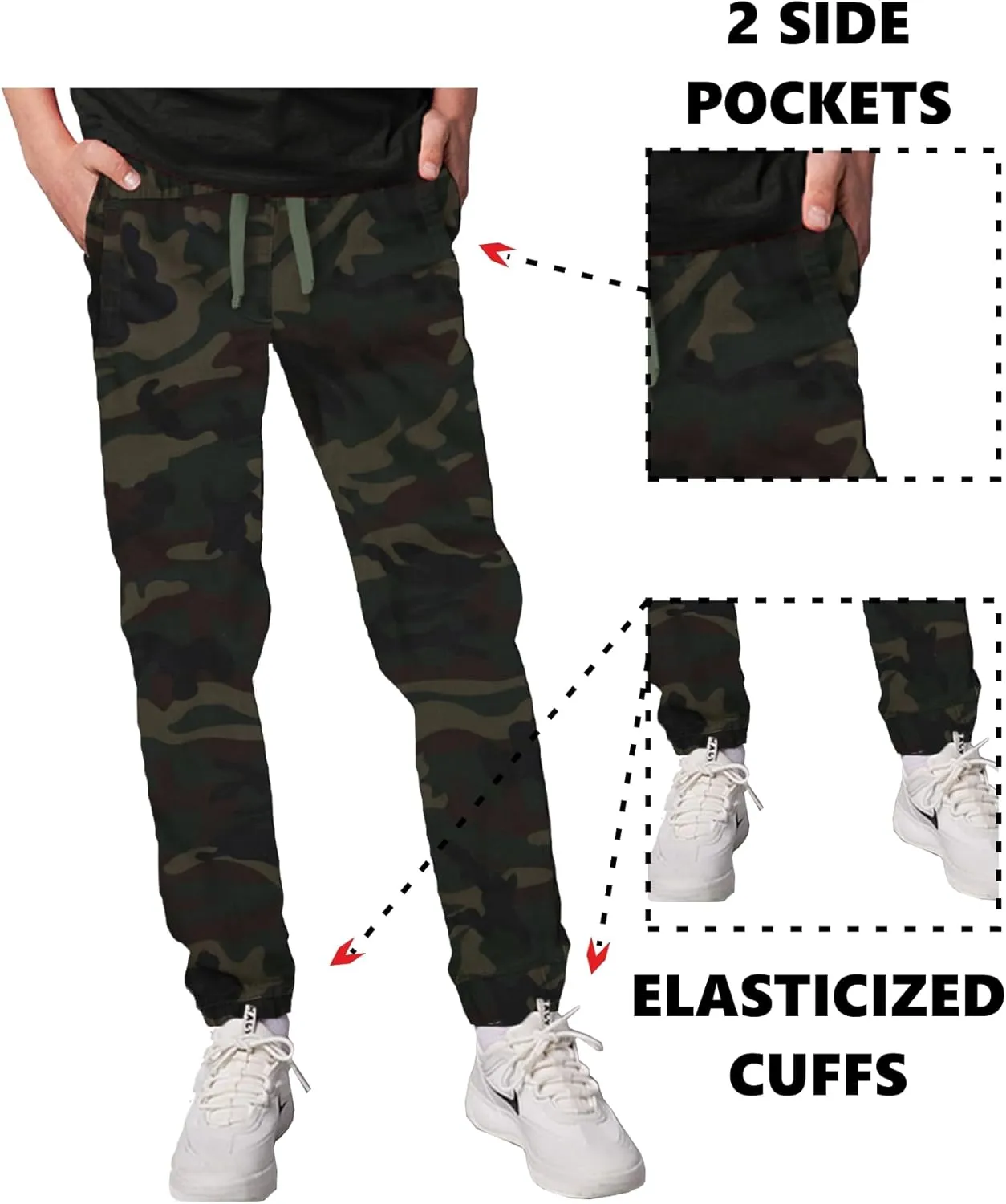 Boy's Slim Fitting Cotton Stretch Classic Twill Joggers