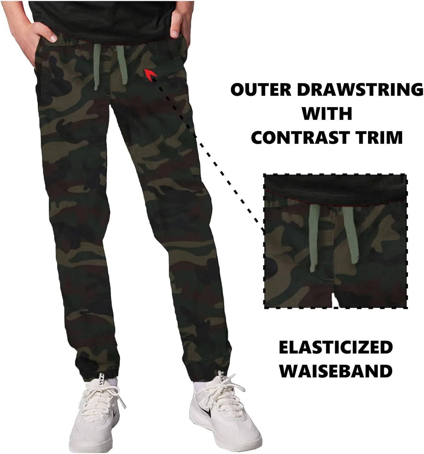 Boy's Slim Fitting Cotton Stretch Classic Twill Joggers