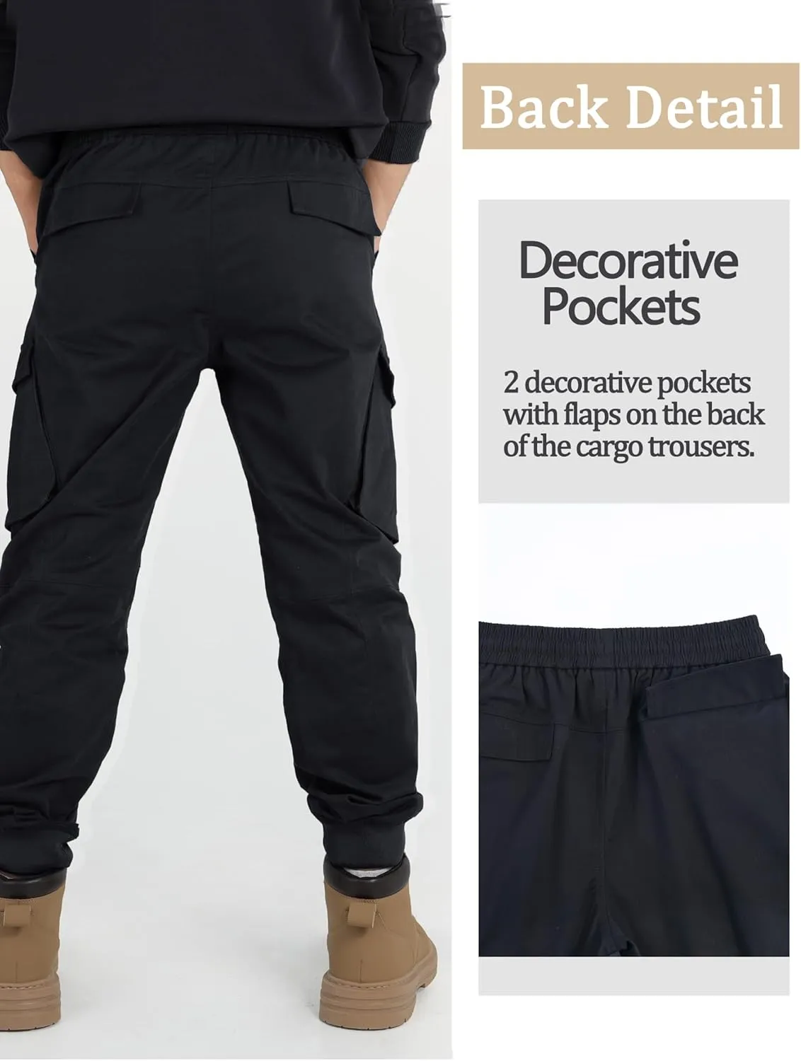 CAMLAKEE Boys Stretch Cargo Pants Kids Drawstring Elastic Waist School Youth Twill Joggers Pants