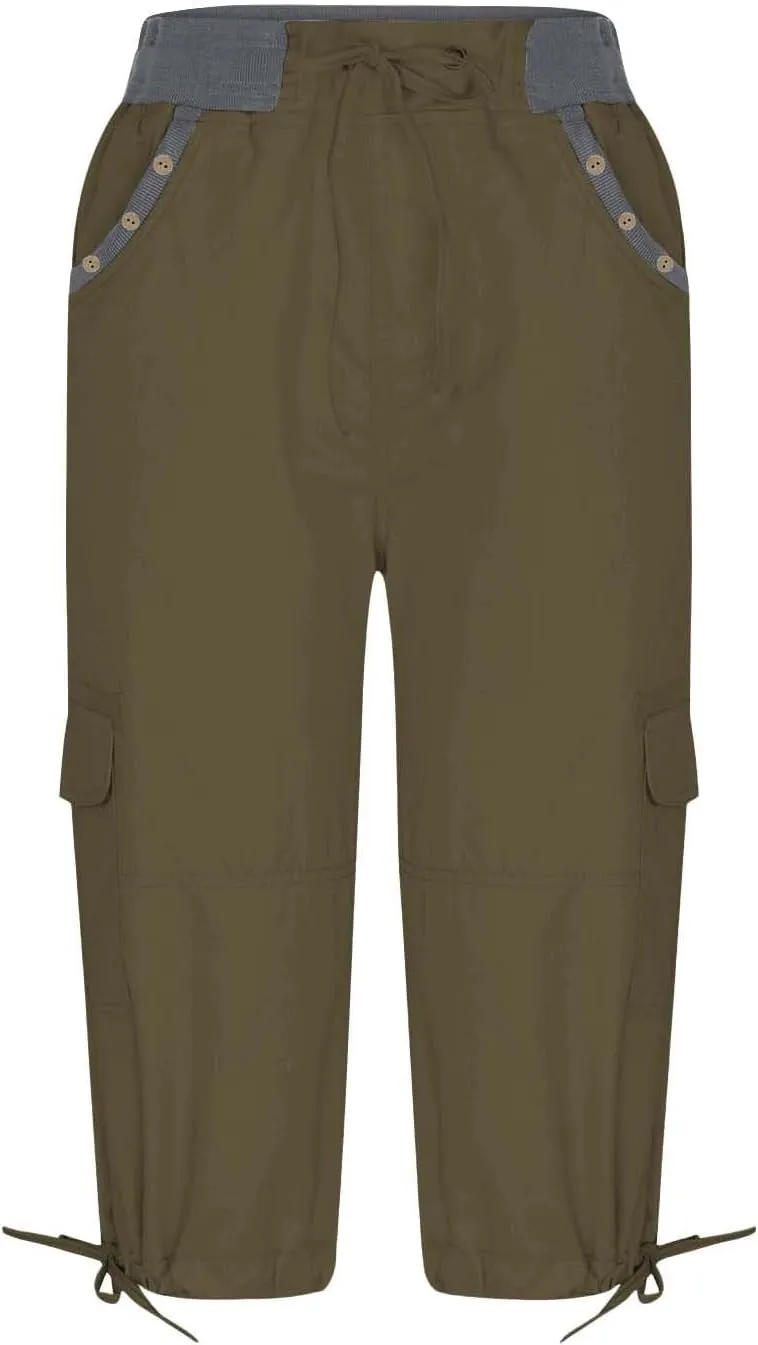 Capri Pants for Women Joggers Stretch Lightweight Straight Wide Leg Loose Comfy Pajama Capri Pants with Pockets