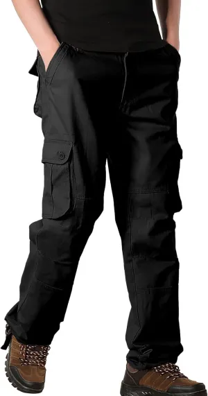 Cargo Pants for Men Big and Tall Loose Fit Straight Leg Classic Twill Work Pants Multi-Pockets Outdoor Hiking Pants