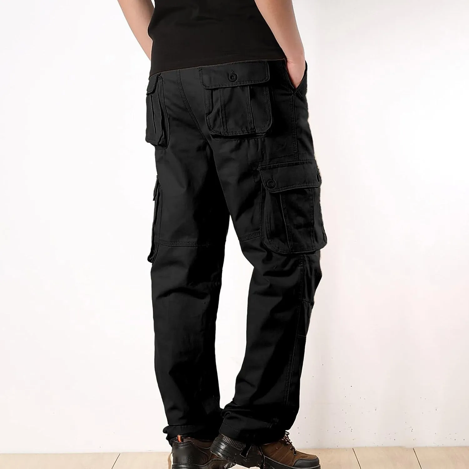 Cargo Pants for Men Big and Tall Loose Fit Straight Leg Classic Twill Work Pants Multi-Pockets Outdoor Hiking Pants