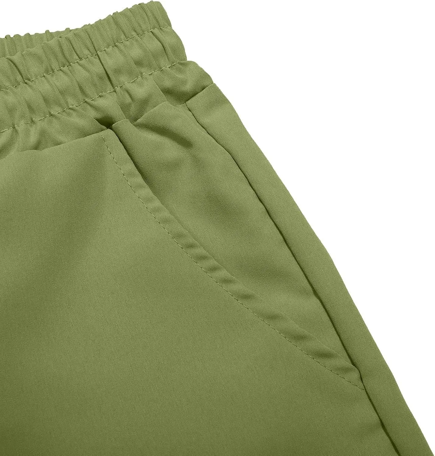 Cargo Pants for Men Casual Lightweight Elastic Waist Drawstring Trousers Work Multi Pockets Twill Joggers with Zipper