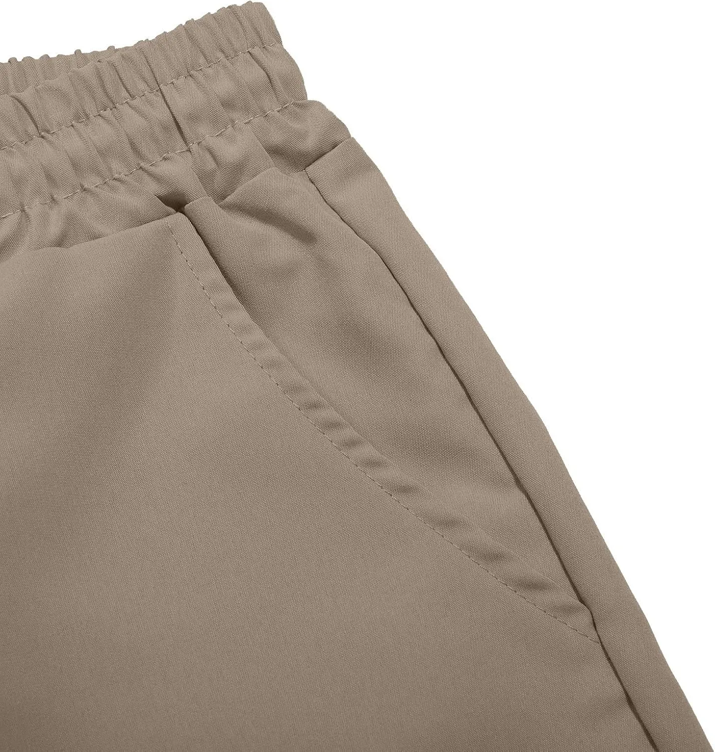 Cargo Pants for Men Casual Lightweight Elastic Waist Drawstring Trousers Work Multi Pockets Twill Joggers with Zipper