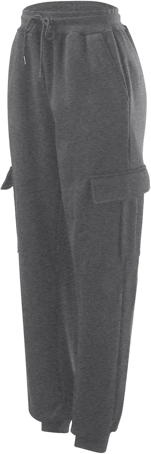 Cargo Sweatpants for Men Casual Elastic Waist Drawstring Tapered Sports Jogger Pants Athletic Workout Hiking Trousers