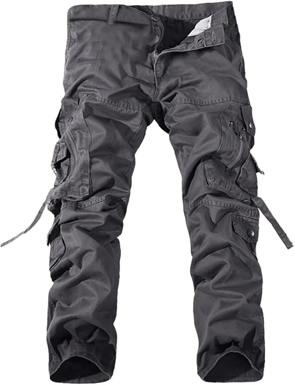 Cargo Trousers for Men Fleece Cargo Sweatpants Stretch Elastic Waist Athletic Workout Jogger Drawstring Sport Pants