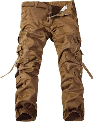 Cargo Trousers for Men Fleece Cargo Sweatpants Stretch Elastic Waist Athletic Workout Jogger Drawstring Sport Pants