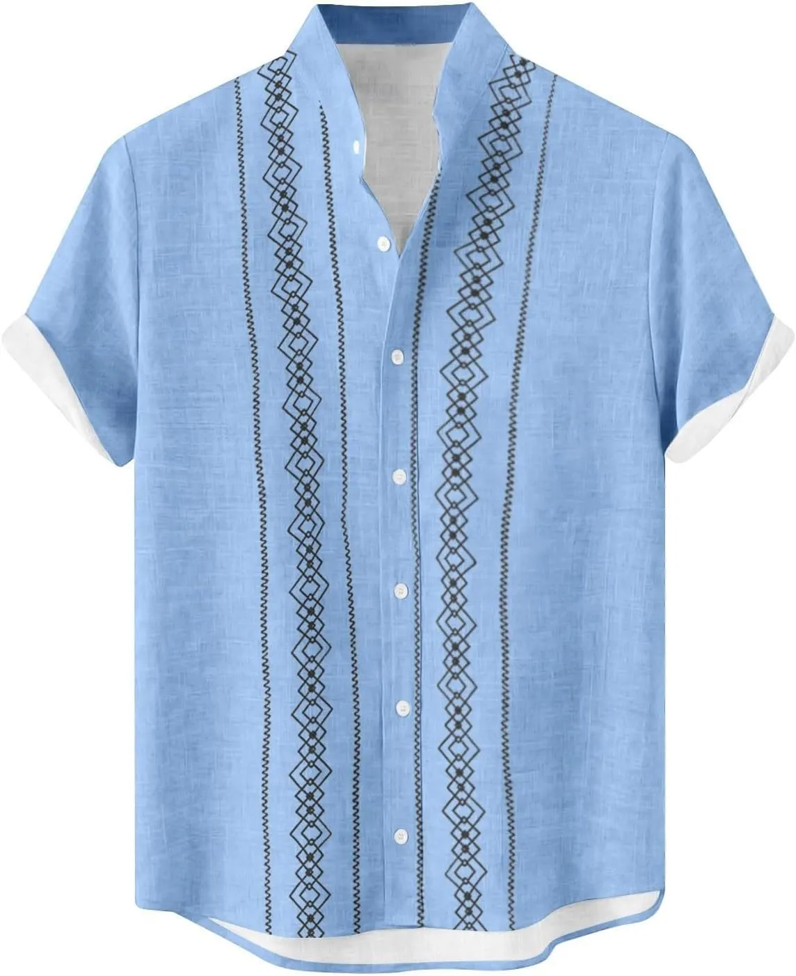 Casual Cotton Linen Guayabera Tropical Shirts for Men Short Sleeve Button Down Vintage Hippie Beach Pocket Shirt