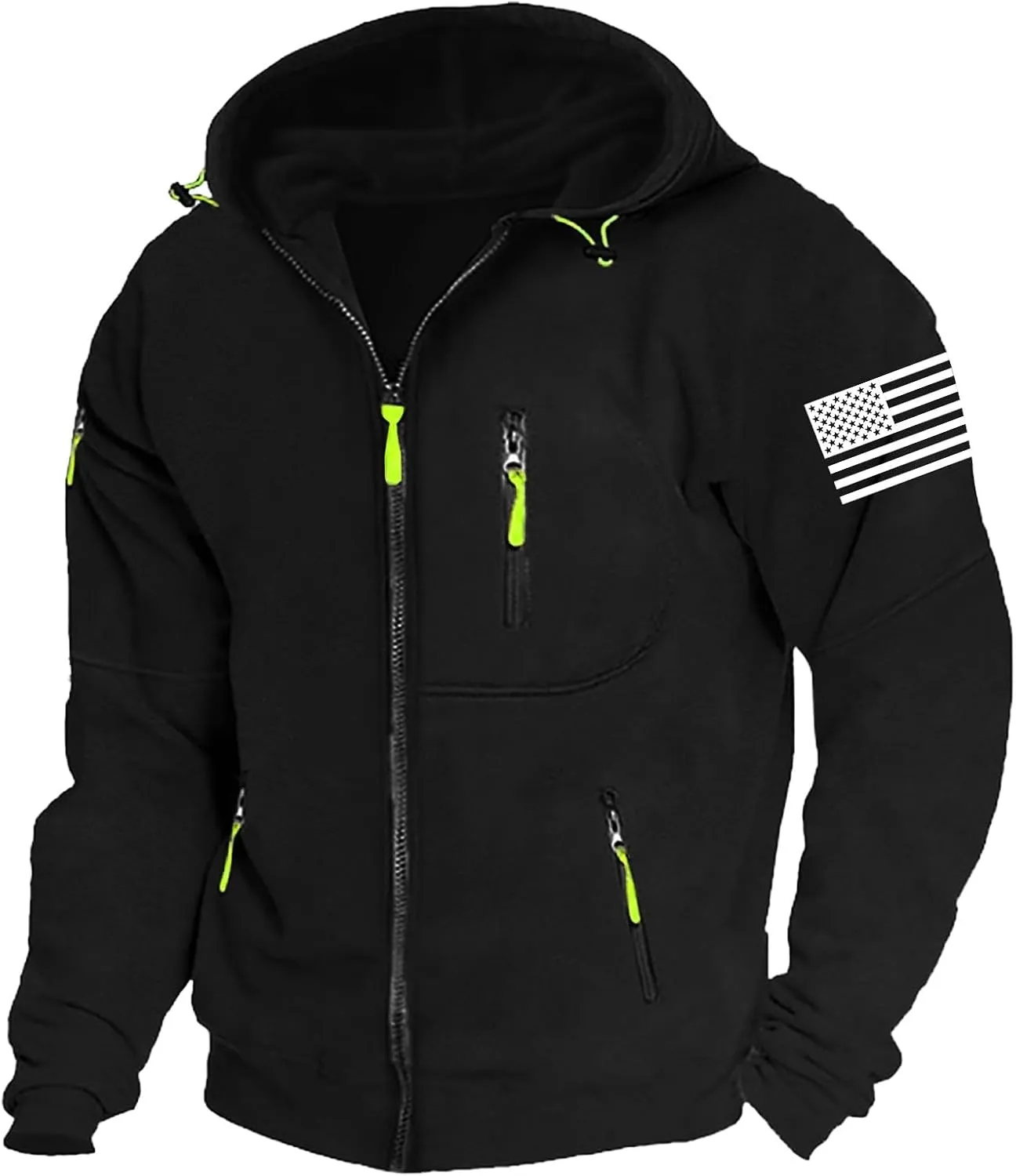 CRNTCEM Mens American Flag Printed Zip Up Hoodie Lightweight Military Tactical Sweatshirt Long Sleeve Casual Fashion Jackets