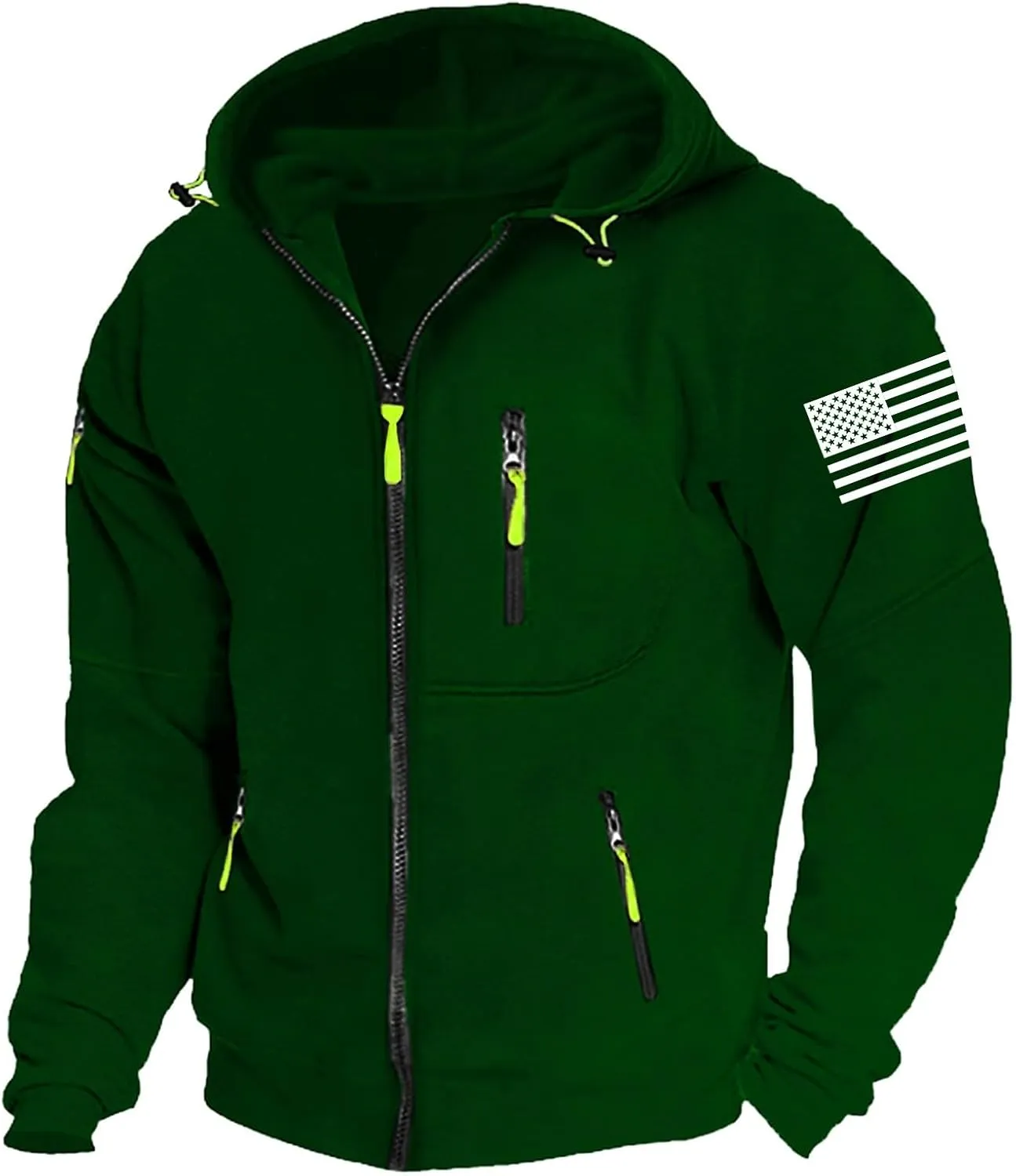 CRNTCEM Mens American Flag Printed Zip Up Hoodie Lightweight Military Tactical Sweatshirt Long Sleeve Casual Fashion Jackets
