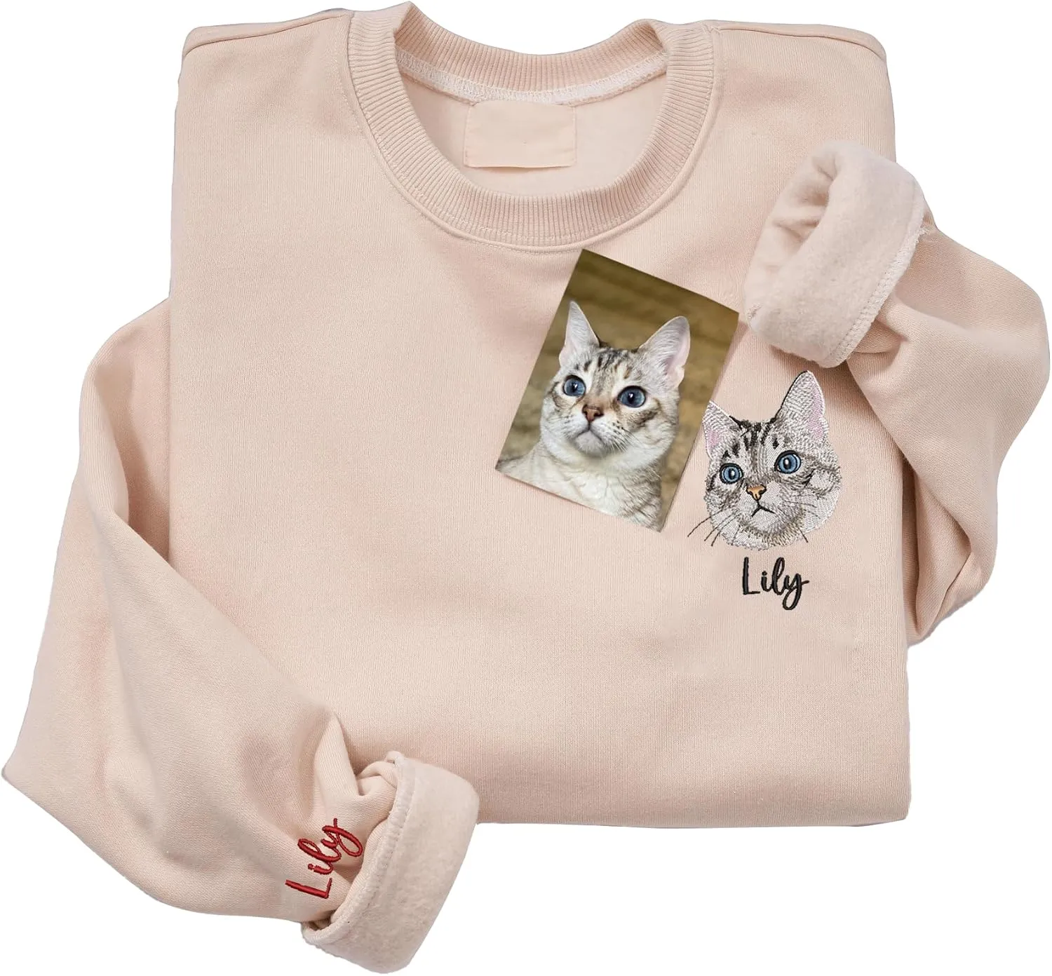 Custom Embroidered Cat Sweatshirts Design Your Own, Personalized Pet Gifts, Christmas Hoodies and T-Shirts for Cat Lovers