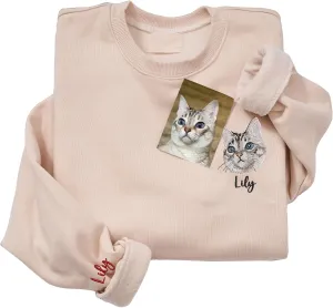 Custom Embroidered Cat Sweatshirts Design Your Own, Personalized Pet Gifts, Christmas Hoodies and T-Shirts for Cat Lovers