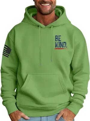 DOPOCQ Mens Hoodies Pullover Be Kind Print Casual Long Sleeve Sweatshirts Oversized Hooded Collar Drawstring Pullover