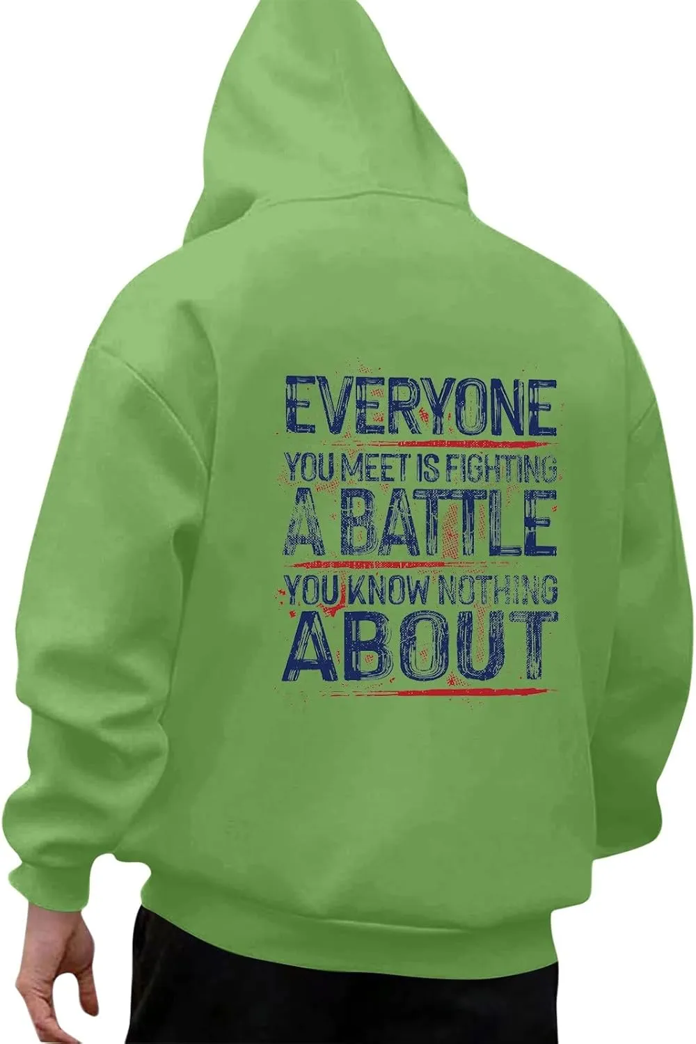 DOPOCQ Mens Hoodies Pullover Be Kind Print Casual Long Sleeve Sweatshirts Oversized Hooded Collar Drawstring Pullover